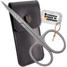 3 Swords Duitsland - kwaliteits STAINLESS STEEL INOX CURVED CUTICLE SCISSORS (1 STUK) met etui voor manicure