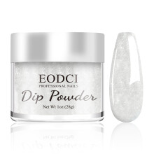 EODCI Glitter White Dip Powder, 1OZ Pro Nail Dip Powder for French Manicure Nail Starter & Professional Home DIY Salon Use Party Festival Gift Keep
