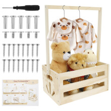 Wooden Baby Shower Crate Closet, Smooth Wood Baby Shower Basket with Handle,Large Capacity Babies Storage Crate Hamper,Attractive Closet Babies