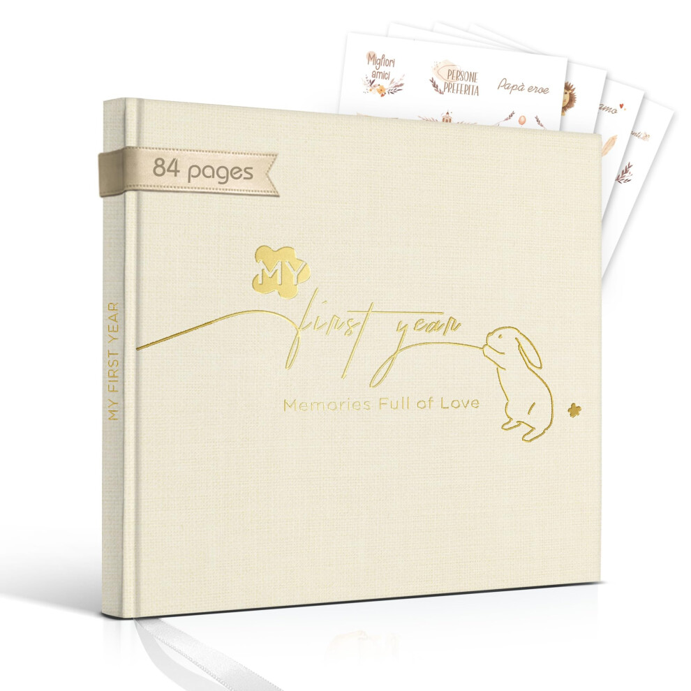 Baby Memory Book – My First Year Journal With Stickers Gender-Neutral Keepsake For Boys & Girls Thoughtful Gift For New Parents Rainbow Hyggartn