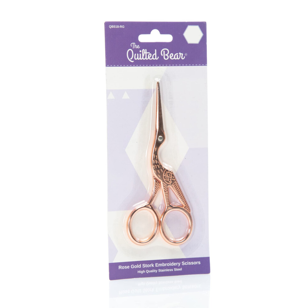 The Quilted Bear Gold Rose Embroidery Scissors - Precision Rose Stork Embroidery/Nail Scissors With Sharp Blades For Sewing & Embroidery (3.5")