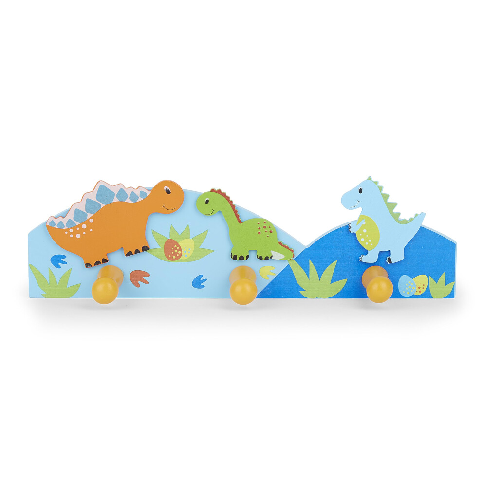 Triple Coat Hook Wall Hanger, Wooden Dinosaur Hooks For Children's Nursery Or Bedroom (Dinosaur) Mousehouse Gifts
