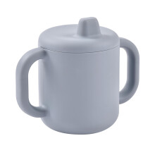 Béaba Baby Training Cup, Toddler - Bottle & Cup Function, 100% Silicone, Wide Handles for Easy Grip, Ergonomic Design, Soft Spout - Pebble