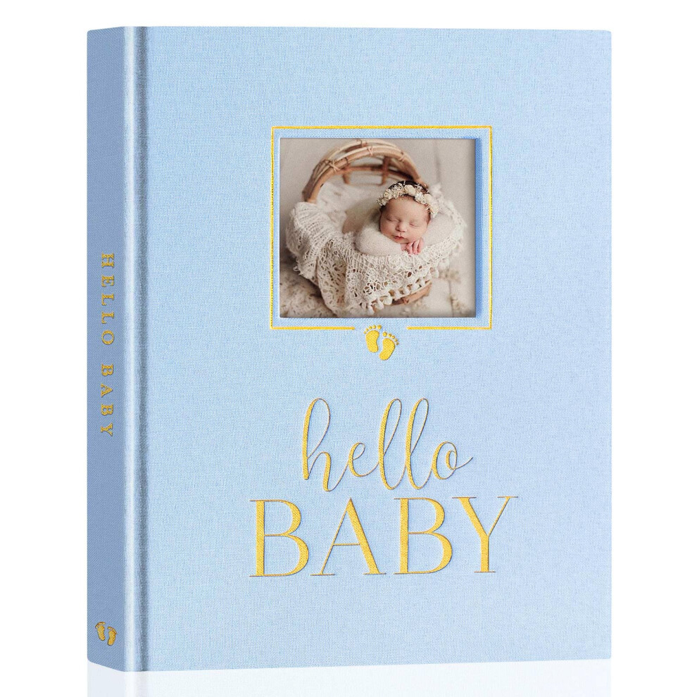 Hello Baby Memory Book, First 5 Year Keepsake With Diy Window, Linen Baby Journal Memories Scrapbook Photo Book, Newborn Milestone Album For Bo Lanpn