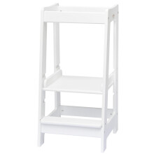 Stepup Baby Toddler Tower with Adjustable Step, White Montessori-Inspired Toddler Step Stool, Standing Tower for Kids, Fits Under Kitchen Counters
