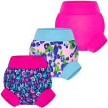 BIG ELEPHANT Swim Diapers - 3 Pieces of Reusable and Adjustable Baby Swimming Diapers for Girls (Ages 6 Months-3 Years), 4T