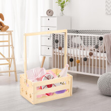 Baby Shower Crate with Hanging Rail Wooden Basket for Storage and Hamper Decorative Closet Box for Newborn Clothes and Gifts