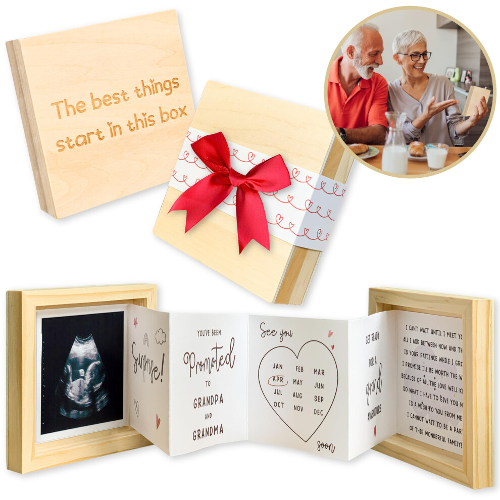 Grandparents Baby Announcement Gift - Pregnancy Reveal Ideas, New Surprise, Sonogram Picture Wooden Keepsake Box 97 Decor