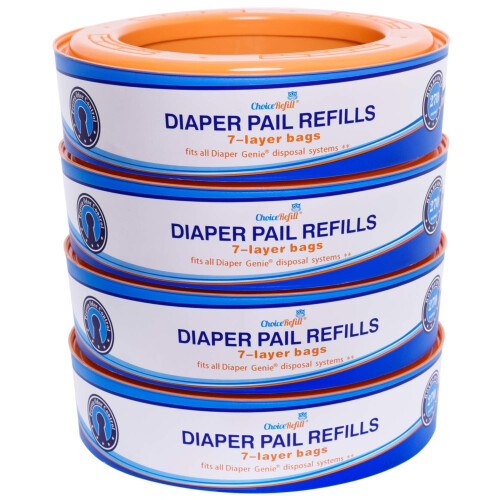 ChoiceRefill Compatible with Diaper Genie Pails 4-Pack 1080 count
