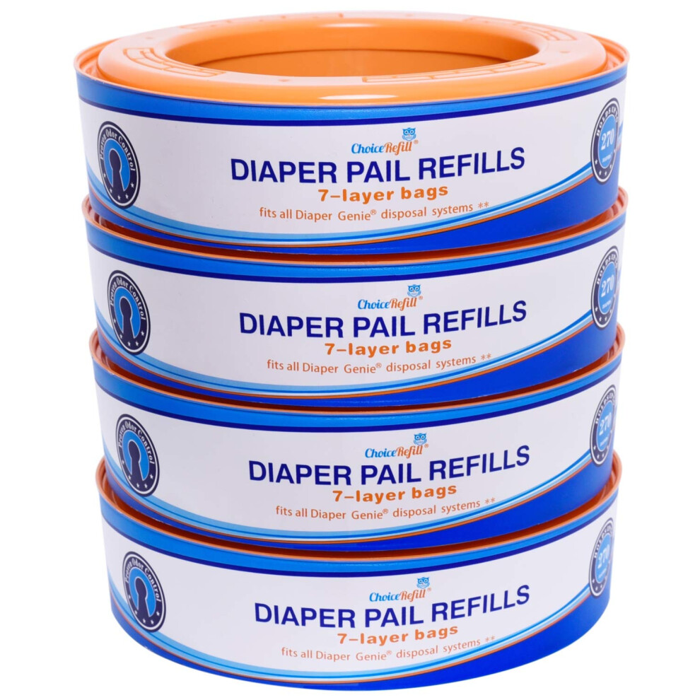 Compatible With Diaper Genie Pails 4-Pack 1080 Count Choicerefill