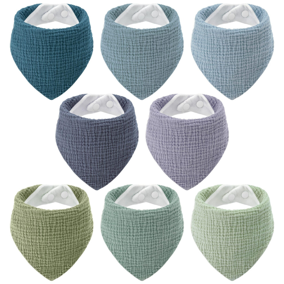 Muslin Baby Bibs 100% Cotton Bandana Dribble Bibs 8 Pack Baby Bib For Drooling And Teething With Adjustable Snaps, Soft And Absorbent Unnivoll