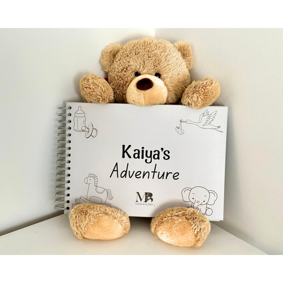 Mama & Bubba Personalised Baby Scrapbook & Memory Book – A4 Baby Keepsake Album, First Year Milestones For New Parents