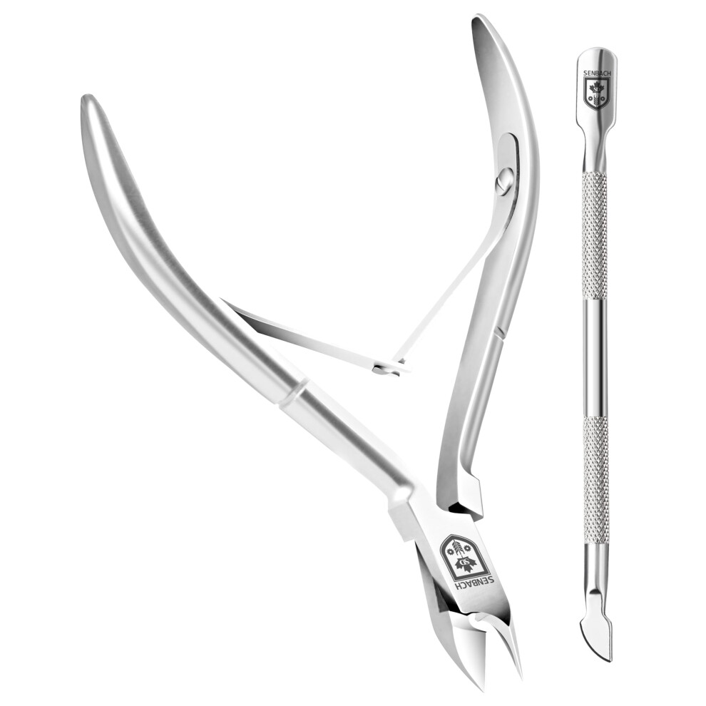 Senbach Cuticle Trimmer With Pusher, Remover And Nipper -Durable Stainless Steel Professional Pedicure And Manicure Tools For Fingernails And