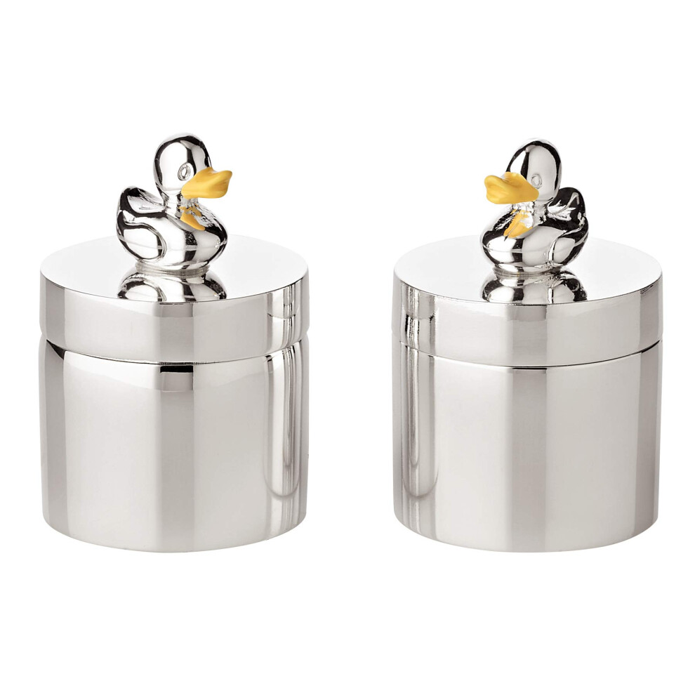 Elegant -Plated Storage Box, Set Of 2, H 5 Cm, Ø 3 Cm, Tarnish-Resistant Silver Edzard