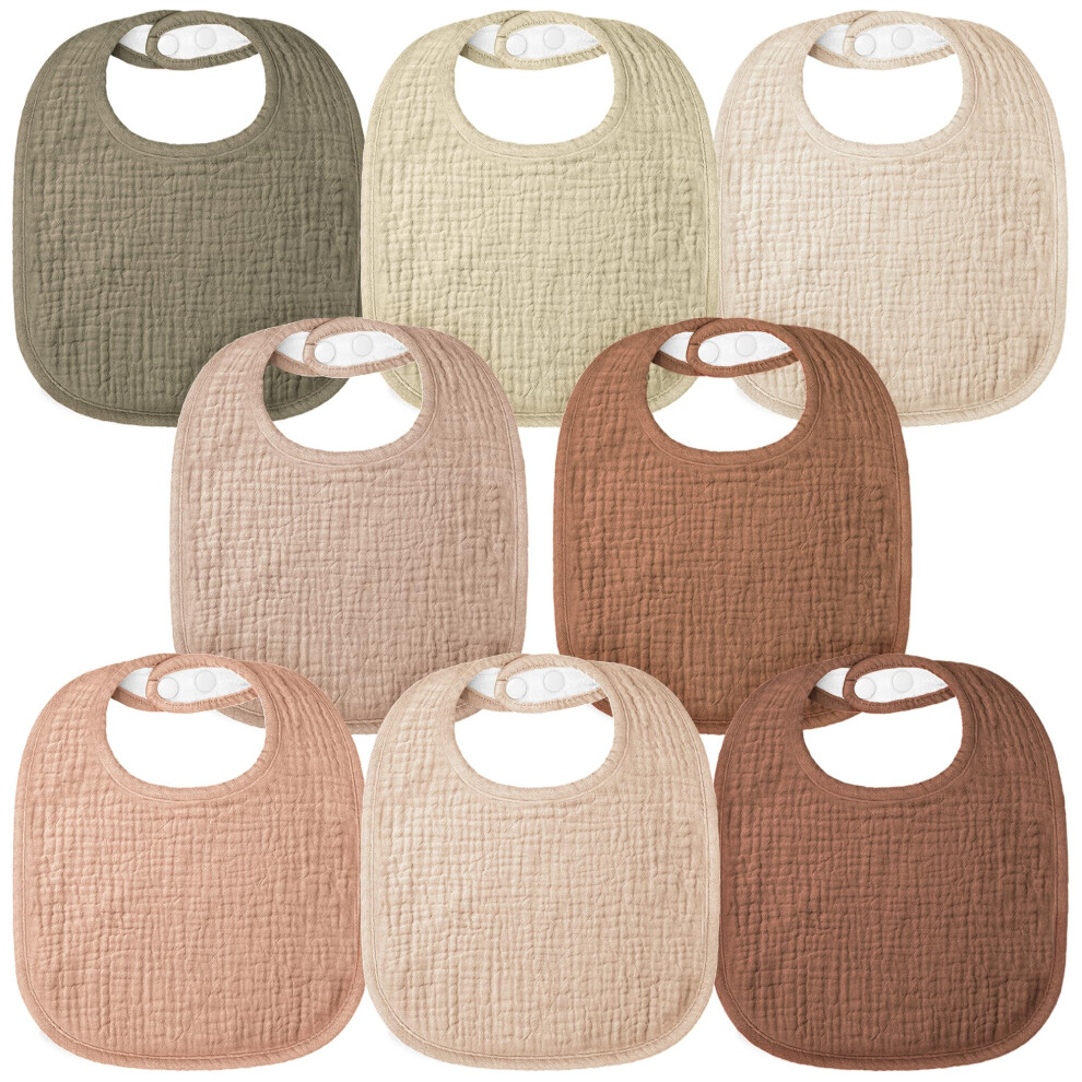 Muslin Baby Dribble Bibs 100% Cotton Baby Bandana Square Drool Bibs For Unisex Baby Girls Boys Toddlers Drooling And Teething (Coconut Mocha) Bearmoss