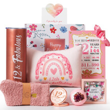12th Birthday Gifts for Gifts,Unique Gifts Set Ideas for Turning 12 Year Old Girl Pamper Hamper Box,Happy Bday Present Basket Kit for Teen Girl