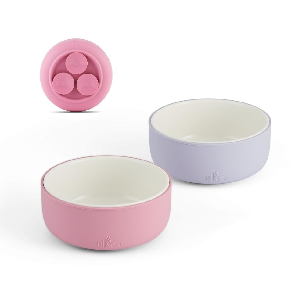 Kids Porcelain Bowls With Silicone Suction Sleeves | Suitable For Babies/Toddlers | Microwave & Dishwasher Safe Elk And Friends