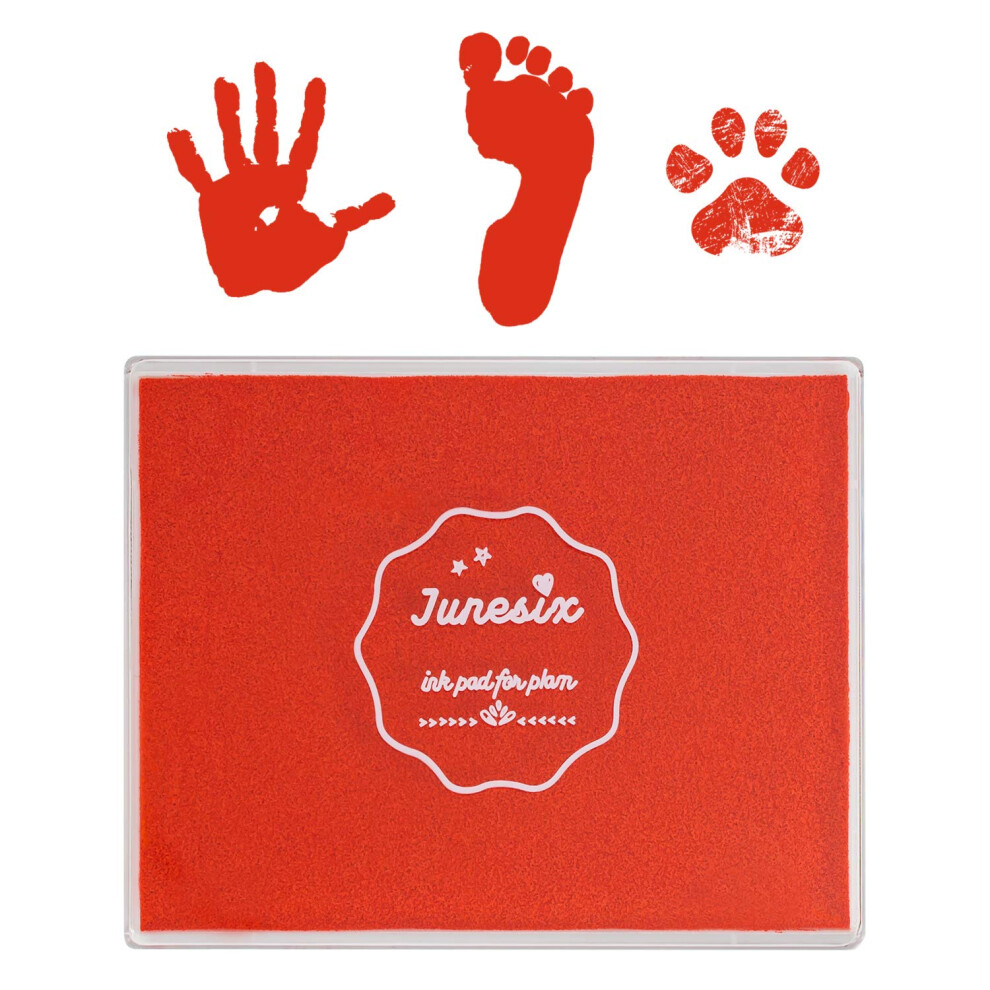 Ink Pad, 5X4'' Washable Non-Toxic Ink Stamp Pad For Baby Footprint Handprint, Red Ancwzoz