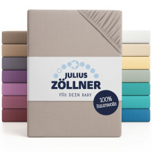Julius Zöllner Fitted Sheet for cots (60 x 120 cm/70 x 140 cm, Jersey Taupe)