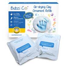 Baby Boy Gift Imprint, 2 x Clay Refills, Baby Hand Print, Personalised Souvenir for Baby Room Decoration, Original Birth Gift - Birth Registry Gift