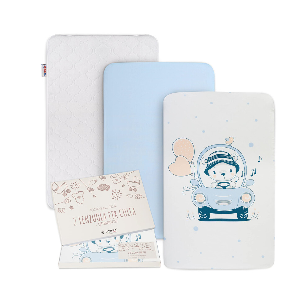 Goysila Next To Me Fitted Sheets Next2me 3-Piece Set Mattress Protector 100% Cotton Oeko-Tex Mattress 83X50 Complete Crib Cosleeping Corners Baby Cot