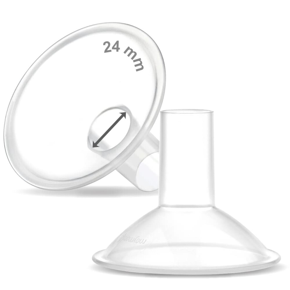 Myfit Crater Series 24Mm 2-Piece Breast Shield, Compatible With Medela Breast Pumps, Elasitc Long Nipple Tunnel Maymom