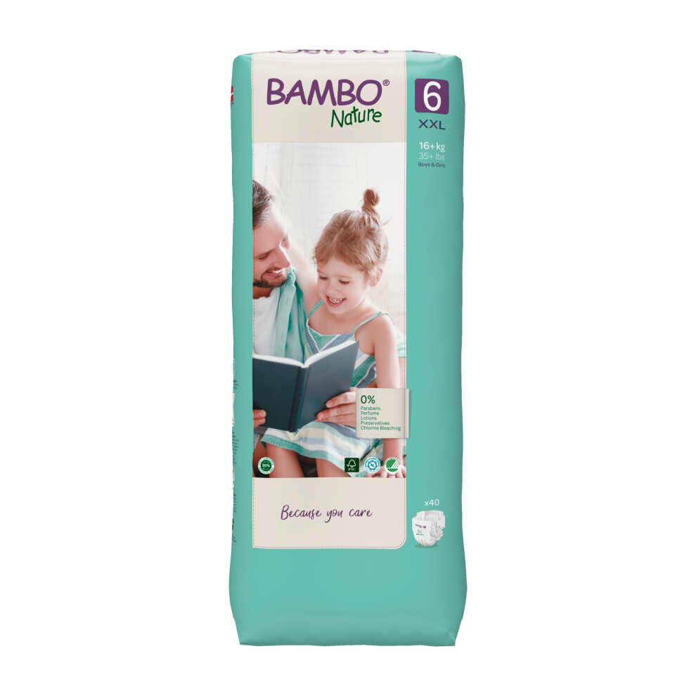 Premium Eco Nappies, Eco-Labelled Sustainable Nappies, Enhanced Leakage Protection, Secure & Comfortable Baby Nappies Bambo Nature