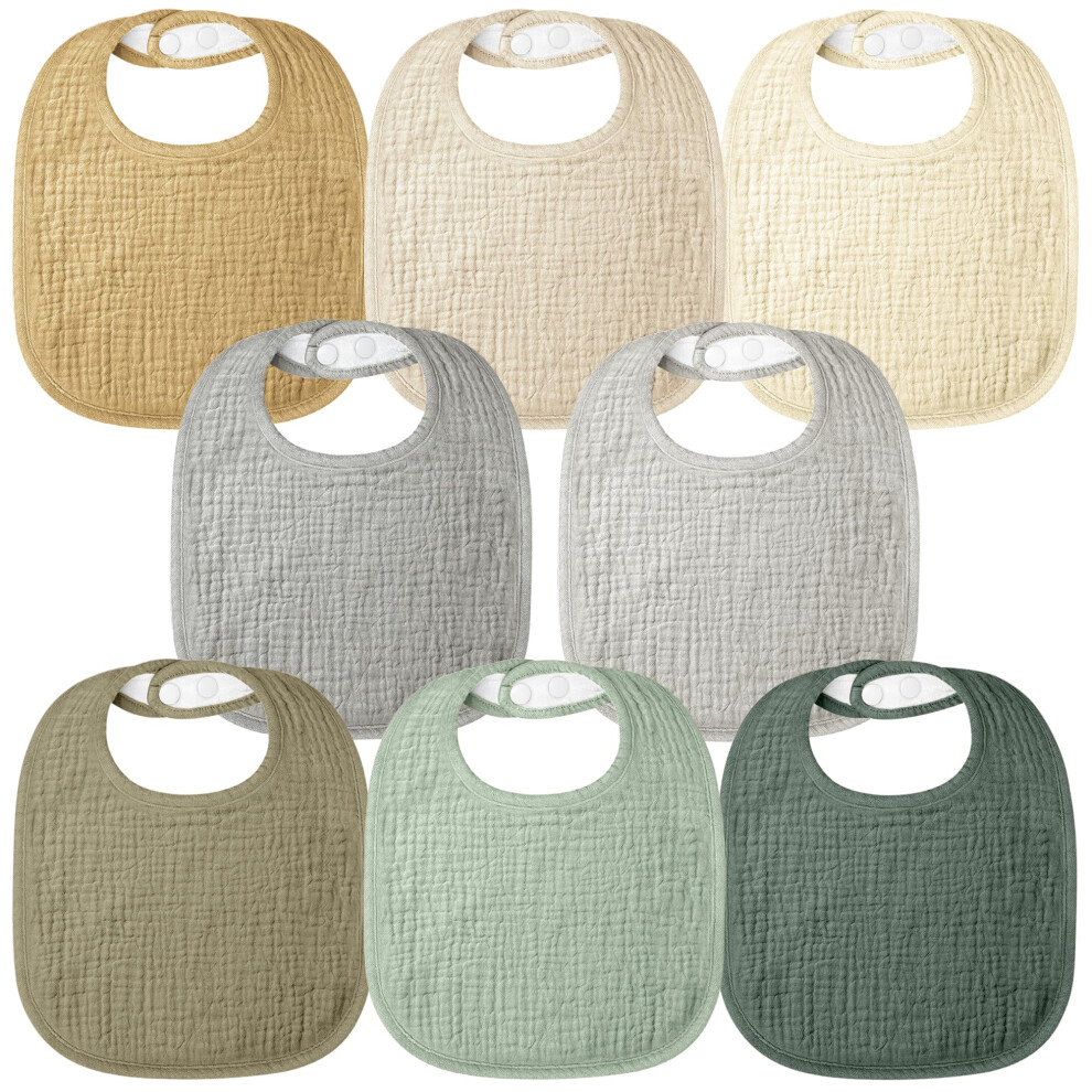 Bearmoss Muslin Baby Dribble Bibs 100% Cotton Baby Bandana Square Drool Bibs For Unisex Baby Girls Boys Toddlers Drooling And Teething (Lemon Sage)