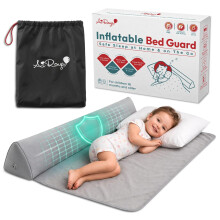 AiRoya Inflatable Bed Guard for Toddlers – Extra Wide & Stable Bed Rail Alternative – Portable Travel Bed Bumper – Fits All Beds (Grey)