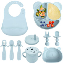 comeder Baby Weaning Set, 10 Pcs Silicone Baby Feeding Set, Baby Led Weaning Feeding Supplies for Toddlers