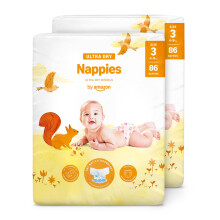 By Amazon Ultra Dry Nappies - Size 3 (4-9 kg) - With Channels- 172 Units (2 Packs x 86) (Previously a Mama Bear Brand, Same Product)
