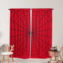 Yilinata Superhero Window Curtains for Kids Boys Girls Red Spider Web Baby Living Room Bedroom Nursery Toddler Home Rod Pocket Drapes Party Decor