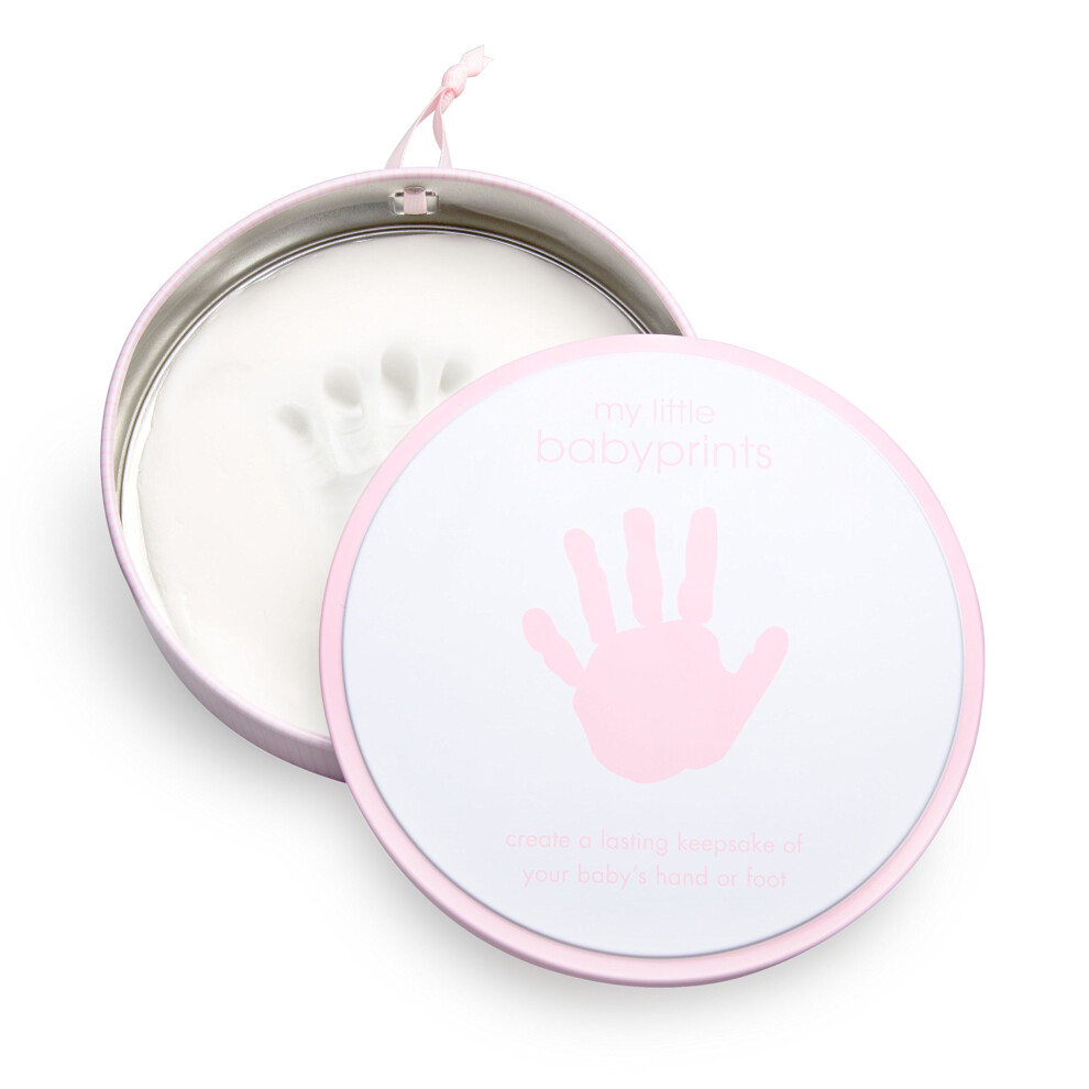 "My Little Babyprints Handprint Or Footprint Keepsake Tin And Impression Material Kit, Mothers Day New Mum Gifts, Pink Pearhead