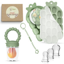O’doe Silicone Fruit Feeder for Babies & Baby Food Feeder with Clip – 1-Pack Freezer Tray with Lid