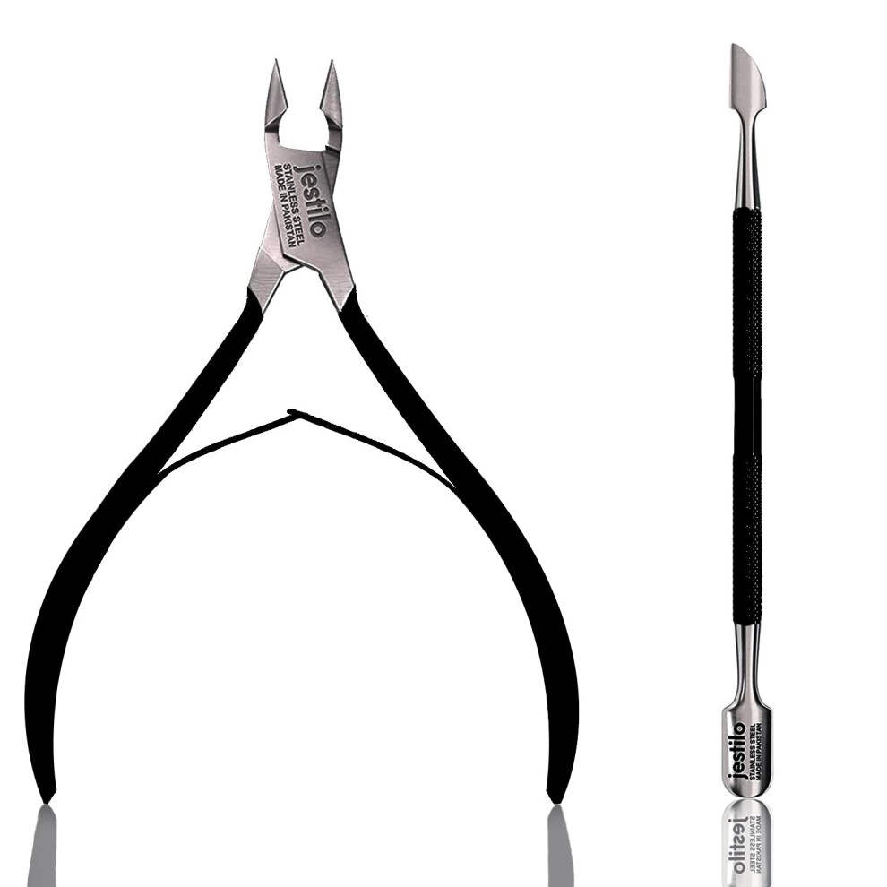 Photos - Manicure & Pedicure Tools Jestilo Cuticle Remover Tool Set with Cuticle Cutter and Cuticle Pusher - Stainless Steel Professional Cuticle Nipper and Pu