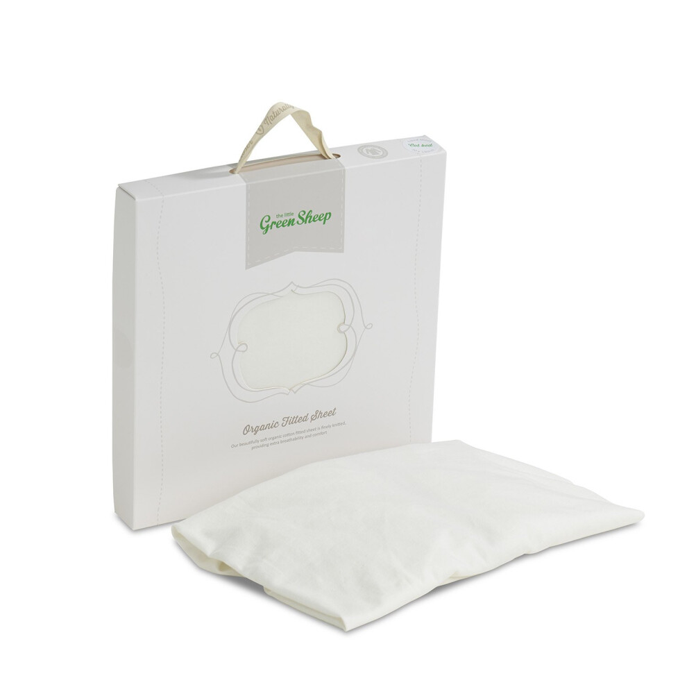 The Little Sheep Organic Cotton Cot Fitted Sheet For Stokke Sleepi / Leander Cot, 70X120cm Green/White The Little Green Sheep