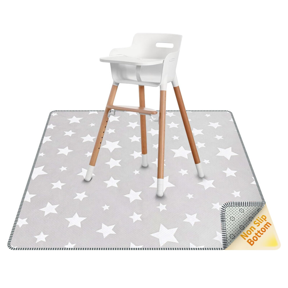 Thick High Chair Splash Mat 51″, 4 Layer Waterproof Splat Mat With Anti Slip Bottom, Baby Food Floor Mat For Art/Crafts/Painting/Playtime/Picnic Mat Qhydz
