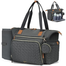 Tonyeee Baby Changing Bag Tote, Large Nappy Diaper Tote Bag for Mum Dad, Travel Baby Bag with Changing Mat, Pacifier Case, Insulated Bottle Pocket, D