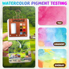 Pocket Artist Watercolour Travel Set,8 Grids Wooden Travel Paint Palette,Watercolour Sketchbook,Mini Portable Watercolor Palette Set with Metal