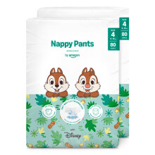 by Amazon Disney Nappy Pants, Size 4 (9-15 kg), 160 Count (2 Packs of 80), White - Monthly Pack (Previously a Mama Bear brand, same product)