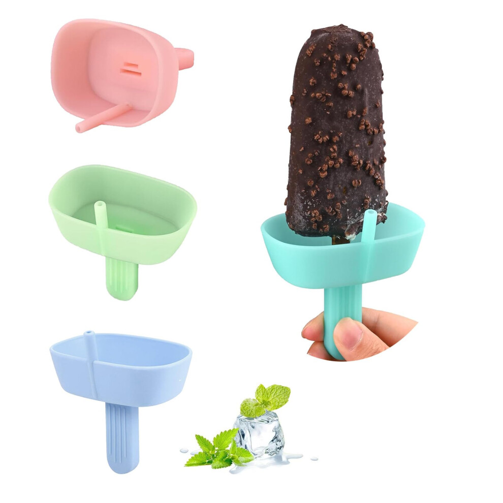 4Pcs Drip Free Popsicle Holder, Reusable Silica Gel Bpa Free Popcical Holder For Kids, Silicone Burr-Free Safety Healthy Mess Free Frozen Tre Duduzui