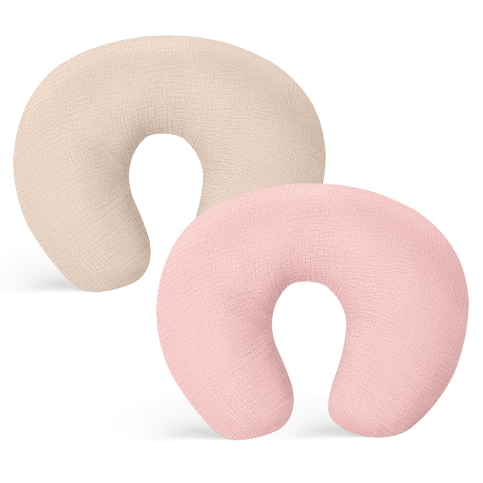 Winmany 2 Pack Muslin Nursing Pillow Covers Soft Cotton Newborn Breastfeeding Pillow Cover Baby Removable Feeding Pillow Slipcover For Boys Girls