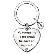 QMVMV Loss Memorial Keyring Infant Child Loss Gifts No Footprint is Too Small to Leave an Imprint Keyring Miscarriage Keepsake Gift Infant Loss