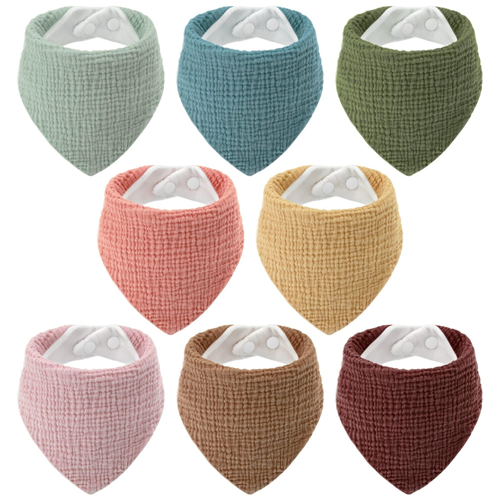 Unnivoll Muslin Baby Bibs 100% Cotton Bandana Dribble Bibs 8 Pack Baby Bib For Drooling And Teething With Adjustable Snaps, Soft And Absorbent