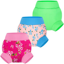 BIG ELEPHANT Swim Diapers - 3 Pieces of Reusable and Adjustable Baby Swimming Diapers for Girls (Ages 6 Months-3 Years), 6-12 Months
