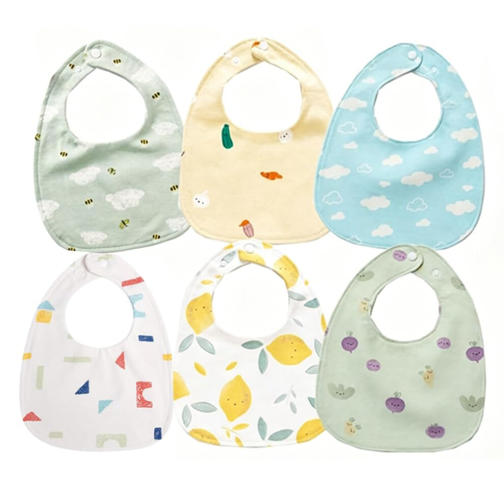 6-Pack Baby Bandana Dribble Bibs Cotton Teething Bibs Infant Feeding Bibs Soft And Absorbent Bib With Adjustable Snaps Waterproof Drool Bibs Oaygat