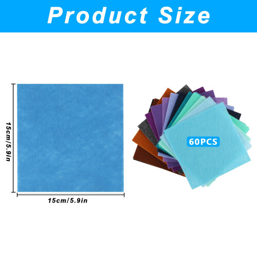 60 Pcs Coloured Felt Fabric Sheets, 60 Assorted Colour Polyester Soft Thick Felt Sheets 1