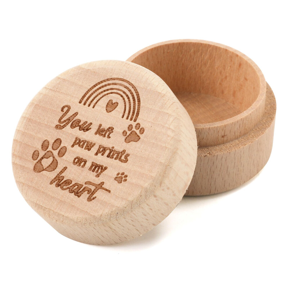 Pet Keepsake Box, Wooden Pet Loss Sympathy Gifts Memorial Gifts Pet Memory Urn Container With Pet Paw Engraving For Storing Cats Dogs Hair, Whiskers Lasuroa