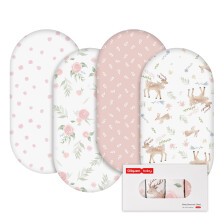 GLLQUEN BABY 4Pack Moses Basket Fitted Sheets, Newborn Pram Sheets Fitted, 100% Microfiber Oeko-tex100 Cozy and Breathable Crib Baby Bassinet Sheets