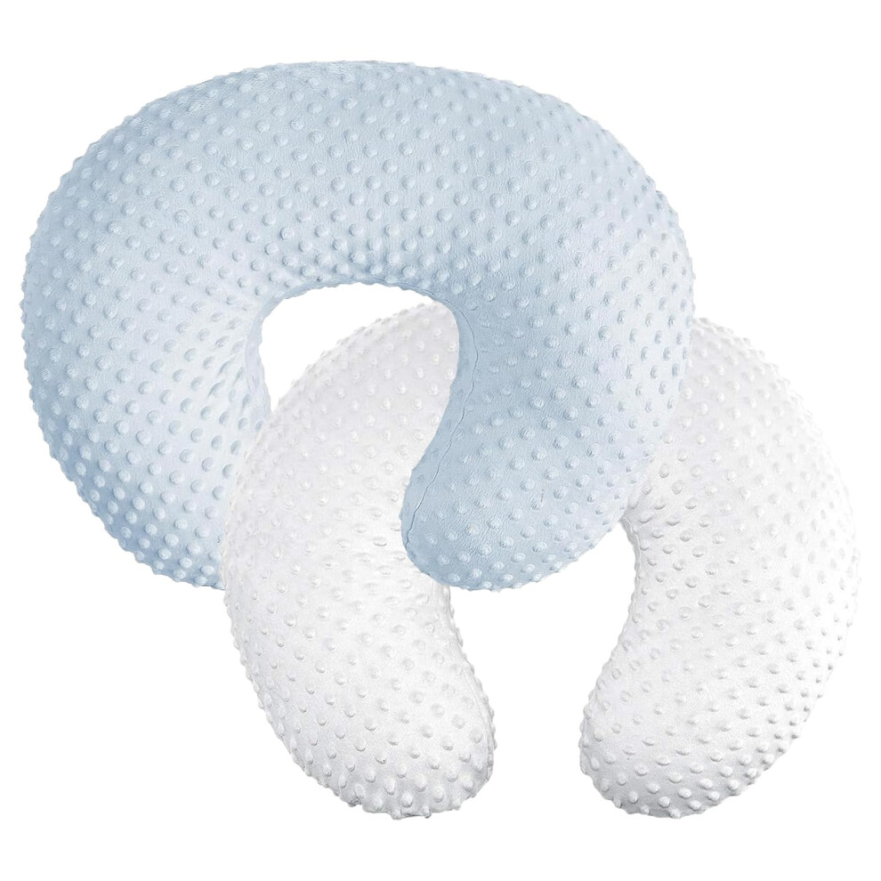 Baby Nursing Pillow Cover Breast Feeding Pillow Cover Slipcover U Shape For Baby Boy Girl,Cover Only(Babyblue&, Pack Of 2) White Ievolve
